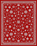 Red White Snowflake Scroll Medallion Rug