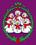 Festive Snowman Family Christmas Wreath Rug