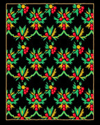 Bold Red Green Berry Garland Rug