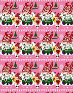 Pink Gnome Fair Isle Folk Art Rug