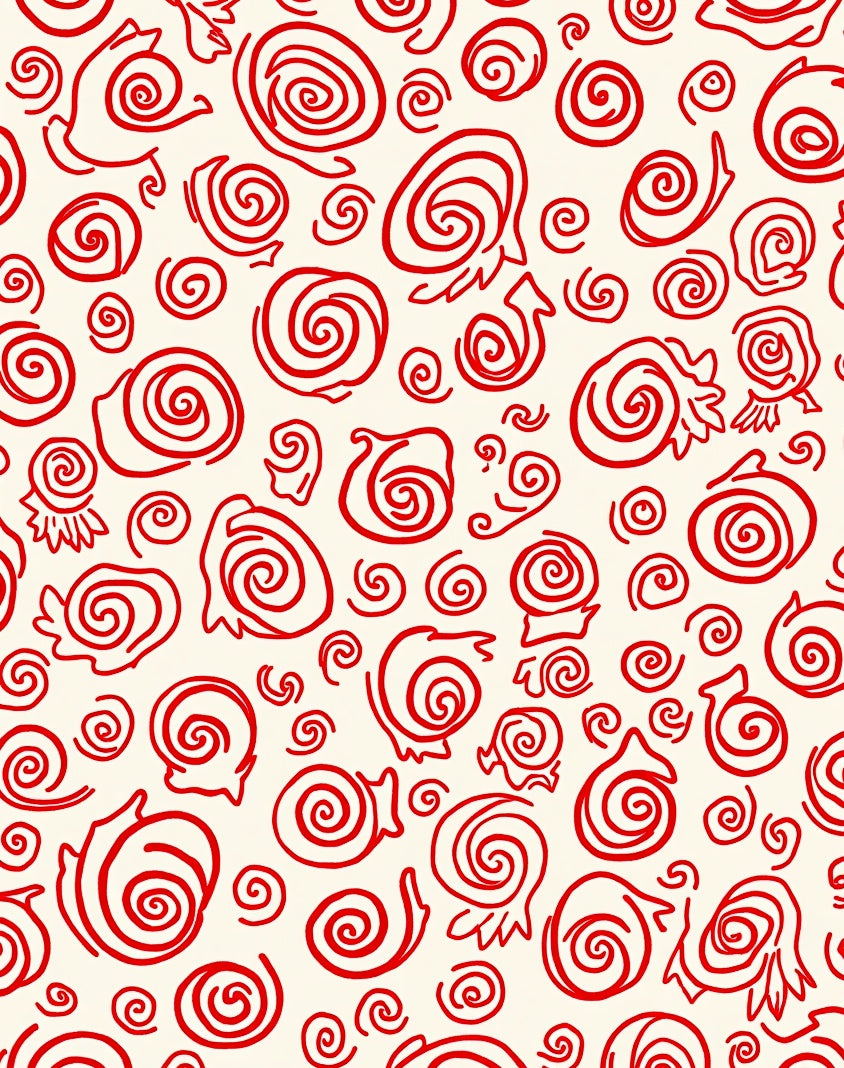 Crimson Swirl Organic Forms Rug