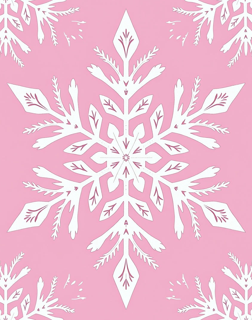 White Snowflake Pink Winter Wonder Rug