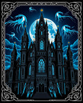 Gothic Castle Full Moon Blue Entities Rug