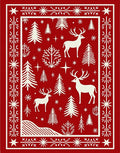 Red Festive Deer Forest Christmas Rug
