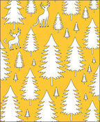 Whimsical Deer Forest Trees Yellow Rug