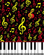 Vibrant Red Yellow Treble Clefs Rug
