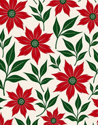 Bold Red Poinsettia Floral Leaf Rug