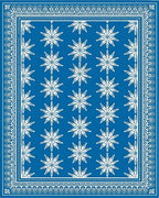 Bold Blue White Snowflake Medallion Rug