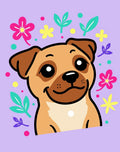 Cute Dog With Flowers Lavender Rug