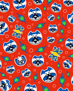 Playful Blue Dog Faces and Leaves Rug