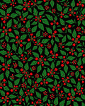 Black Green Red Berry Floral Rug