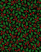 Black Green Red Berry Floral Rug