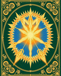Radiant Sunburst Blue Orange Medallion Rug