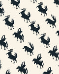 Dark Indigo Prancing Stag Silhouette Rug