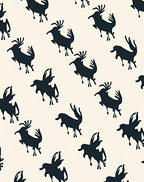 Dark Indigo Prancing Stag Silhouette Rug