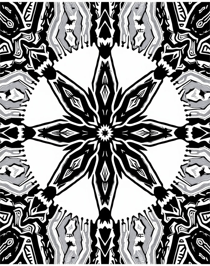 Monochromatic Radial Starburst Mandala Rug