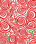 Red Swirls With Green Dots Accent Rug