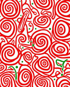 Red Swirls With Green Dots Accent Rug