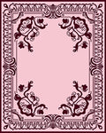 Crimson Floral Corner Border Rug
