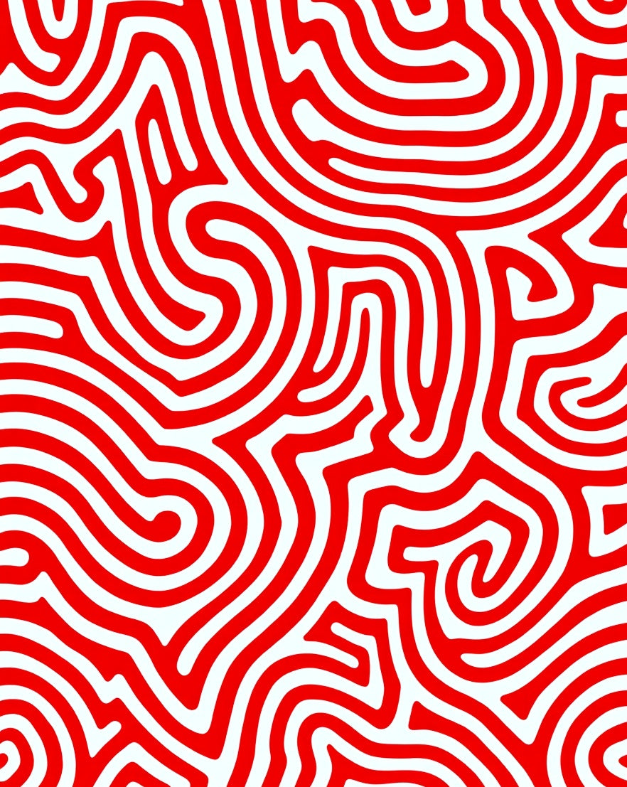Bold Red Abstract Swirl Lines Rug