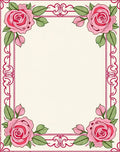 Vintage Pink Rose Floral Border Rug