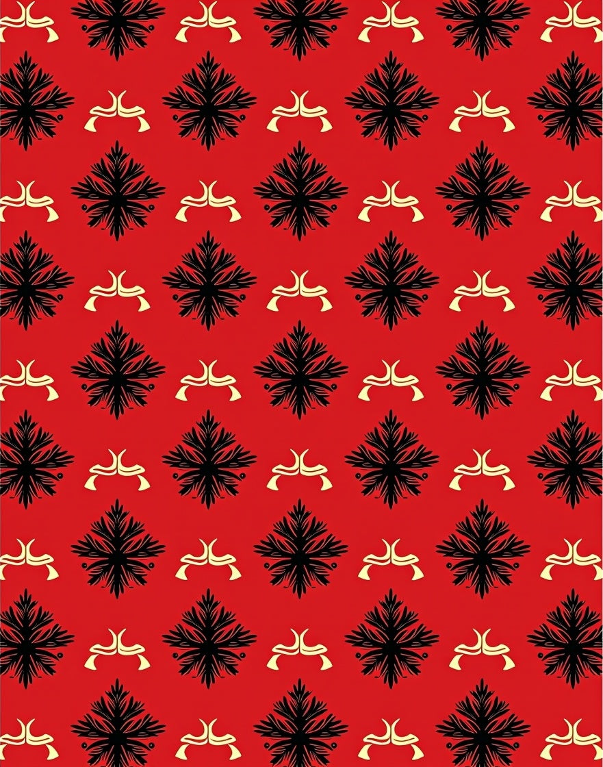 Classic Black Red Floral Medallion Rug