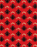 Classic Black Red Floral Medallion Rug