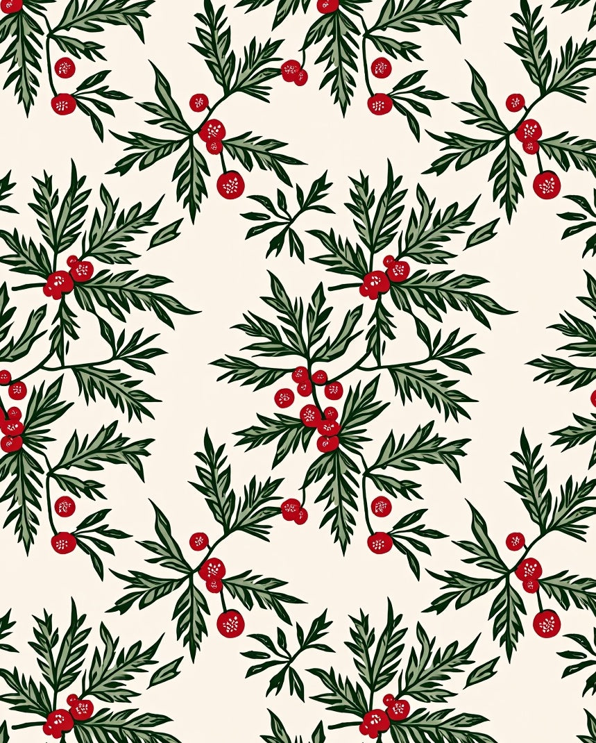 Crimson Berry Sprig Foliage Rug