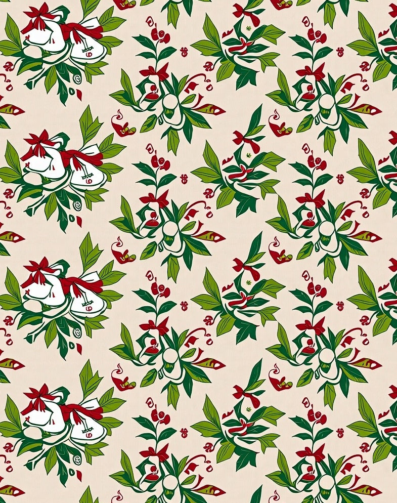 Christmas Bells Red Green Cream Rug