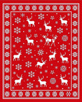 Winter Reindeer Snowflake Border Blanket Rug