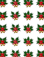 Red Holly Berry Gold Bell Cluster Rug