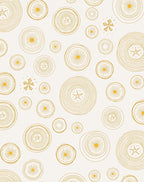 Golden Sunburst Circles Contemporary Rug