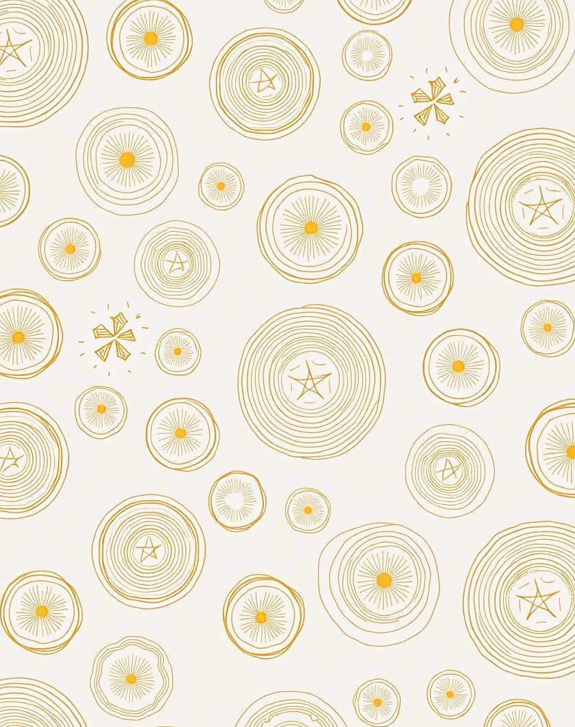 Golden Sunburst Circles Contemporary Rug