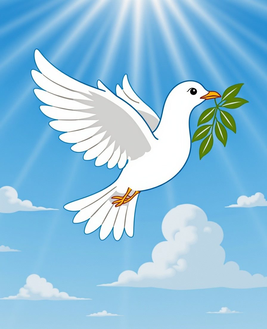 White Dove Peaceful Sky Branch Rug