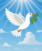 White Dove Peaceful Sky Branch Rug