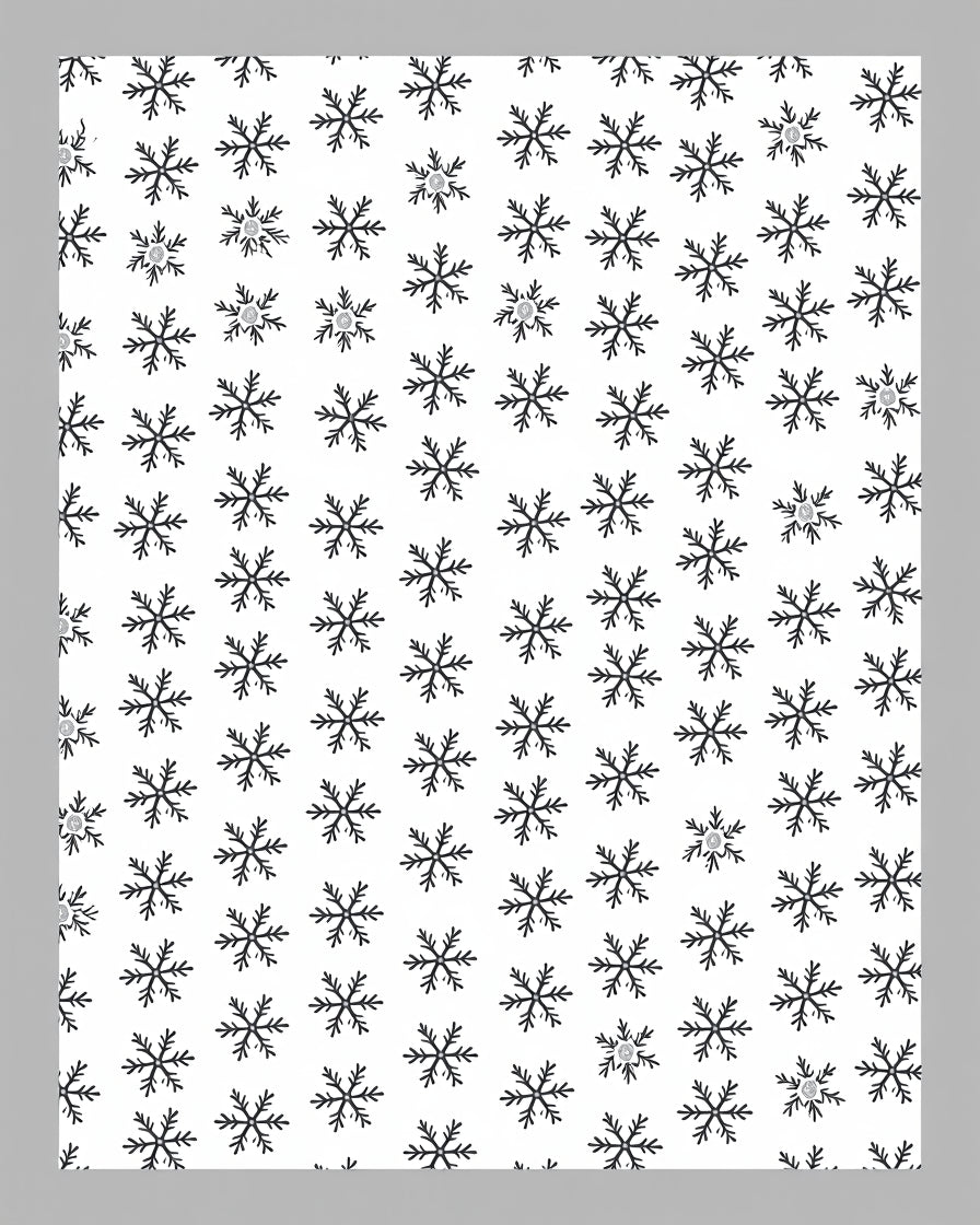 Black Snowflake White Fabric Textile Rug