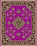 Ornate Purple Floral Heart Medallion Rug