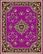 Ornate Purple Floral Heart Medallion Rug
