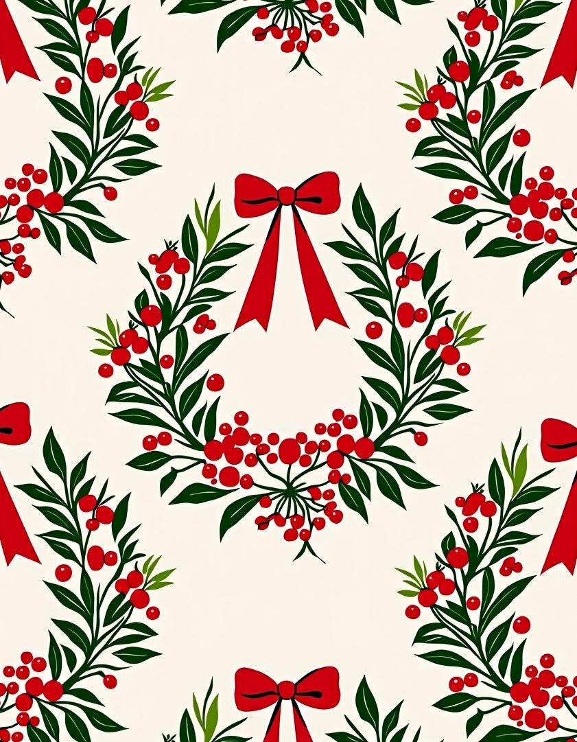 Crimson Berry Wreath with Red Bows Rug
