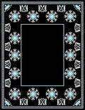 Black White Aqua Snowflake Frame Rug
