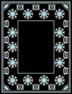 Black White Aqua Snowflake Frame Rug