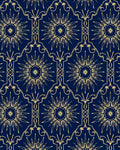 Golden Sunburst Art Deco Navy Rug
