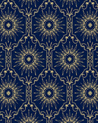 Golden Sunburst Art Deco Navy Rug