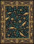 Golden Lizards Teal Foliage Bordered Rug