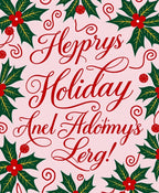 Red Holly Berries Swirl Christmas Rug