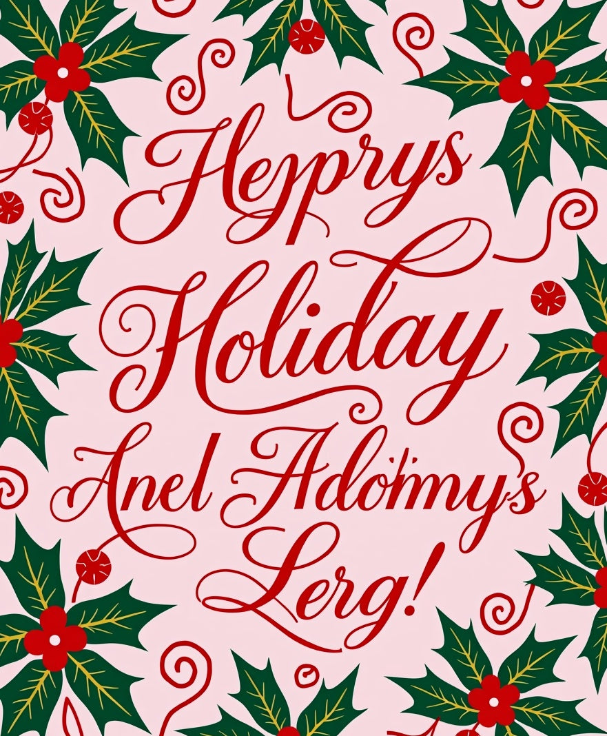 Red Holly Berries Swirl Christmas Rug