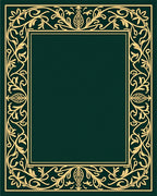 Elegant Golden Vine Border Emerald Rug