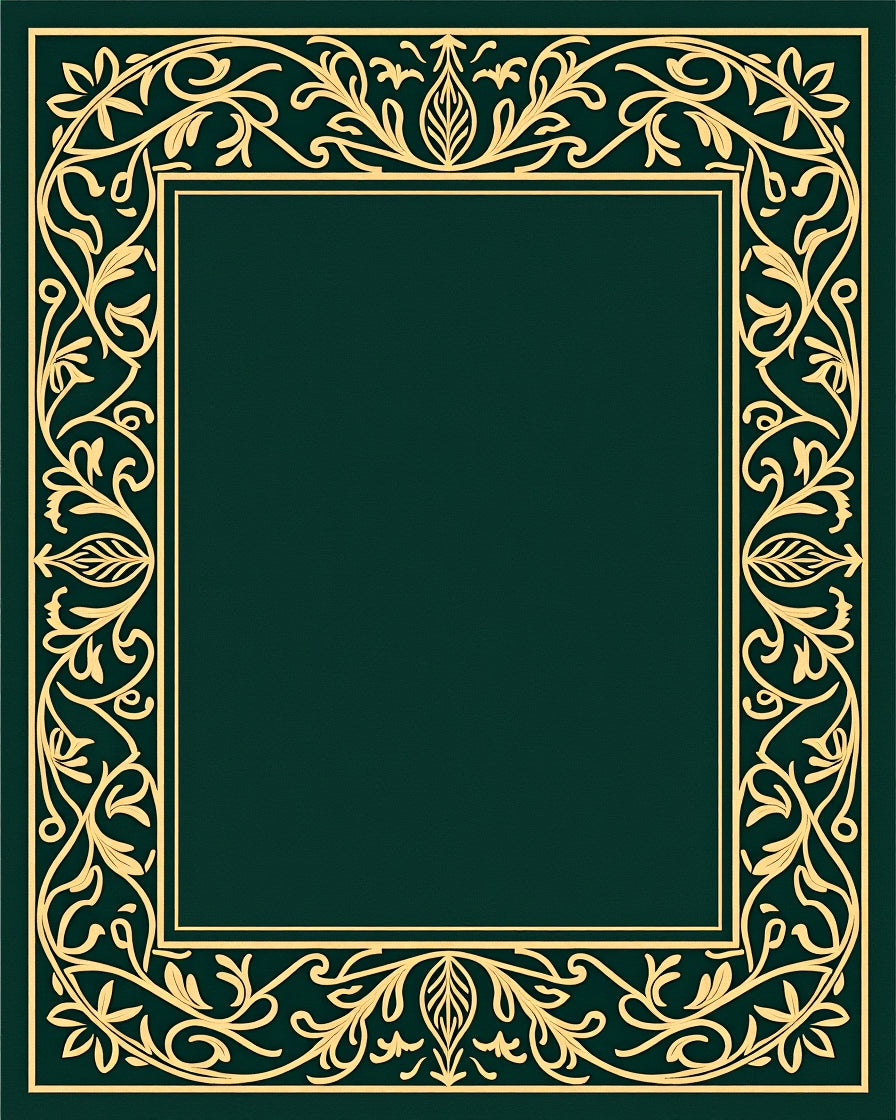 Elegant Golden Vine Border Emerald Rug