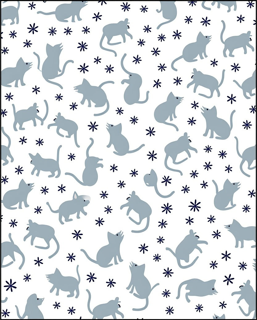 Whimsical Grey Cats Amidst Stars Rug