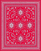 Crimson White Floral Paisley Bandana Rug